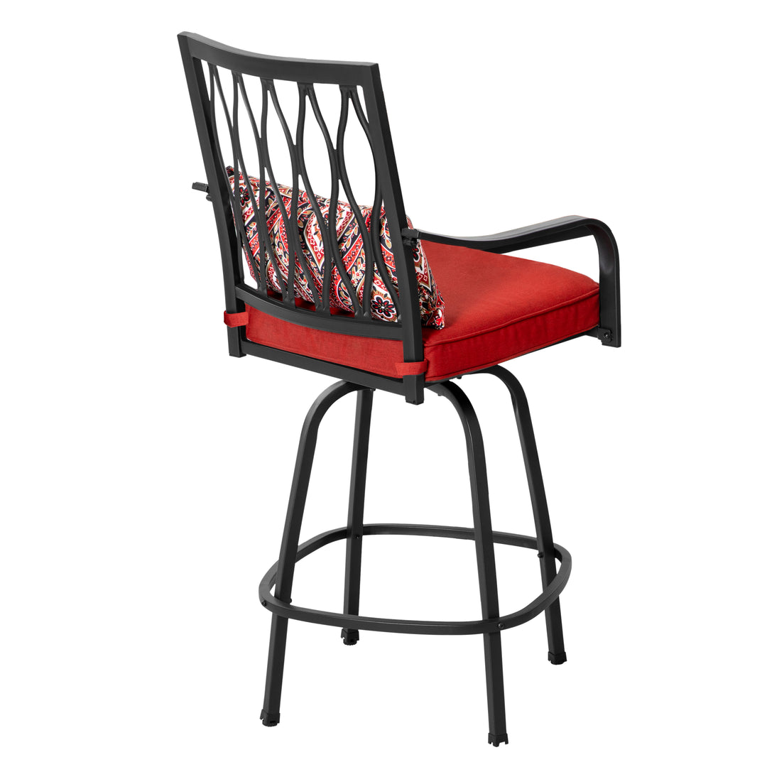 Outdoor 5PCS Metal Swivel Bar Set with Umbrella Hole and Padded Cushions