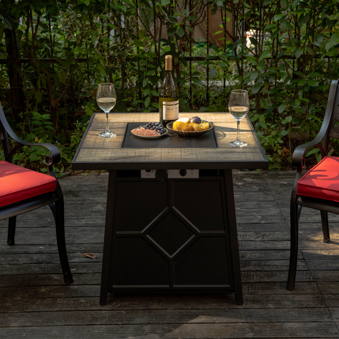 Outdoor 28 Inch 40,000 BTU Propane Gas Fire Pit Table with Cover