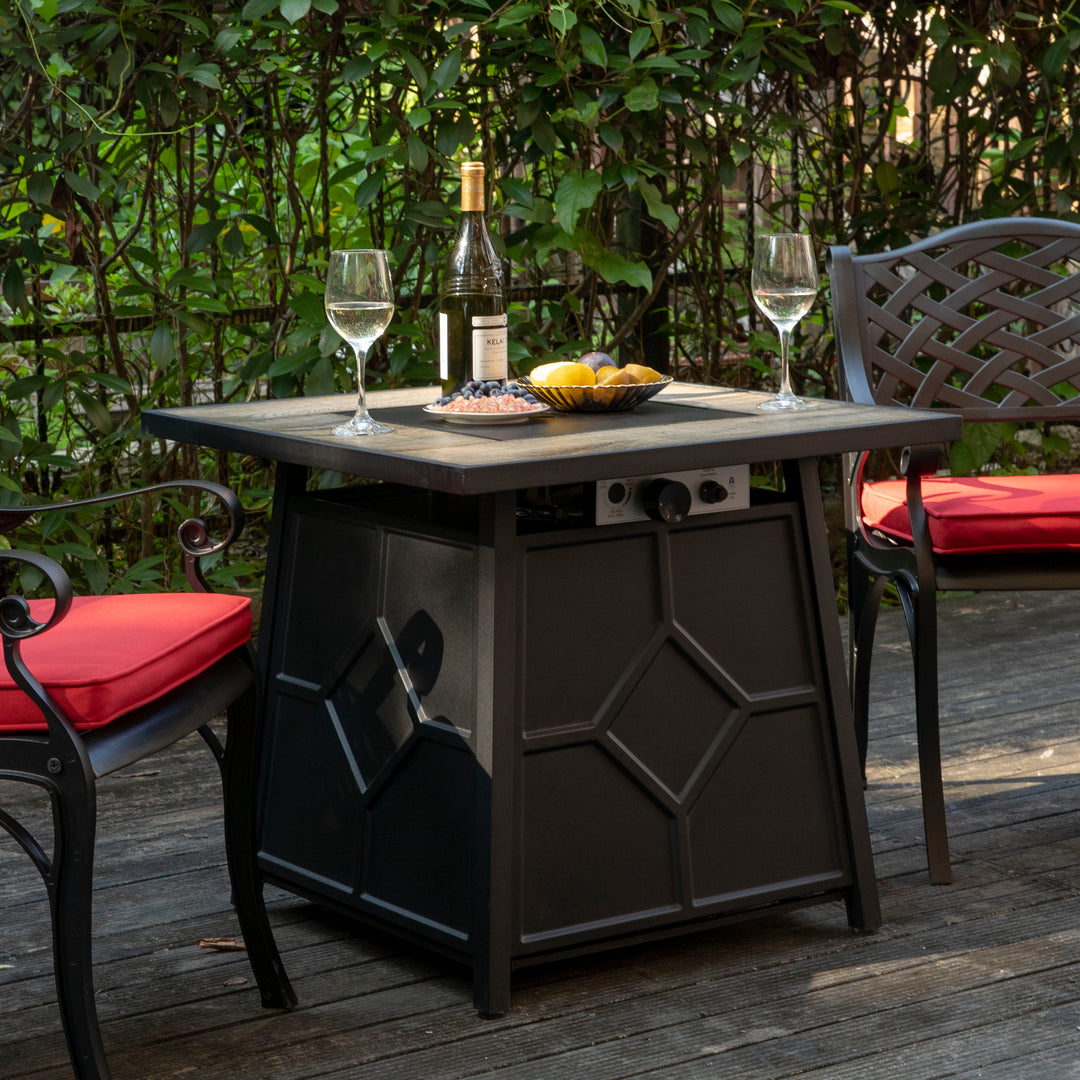 Outdoor 28 Inch 40,000 BTU Propane Gas Fire Pit Table with Cover