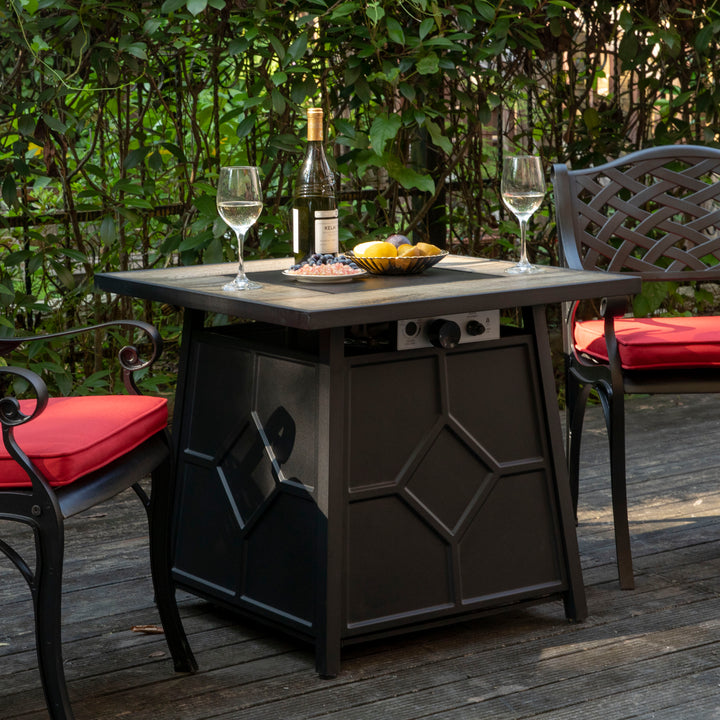 Outdoor 28 Inch 40,000 BTU Propane Gas Fire Pit Table with Cover