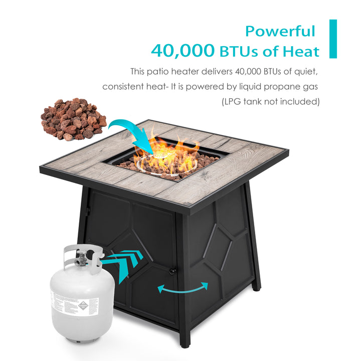 Outdoor 28 Inch 40,000 BTU Propane Gas Fire Pit Table with Cover
