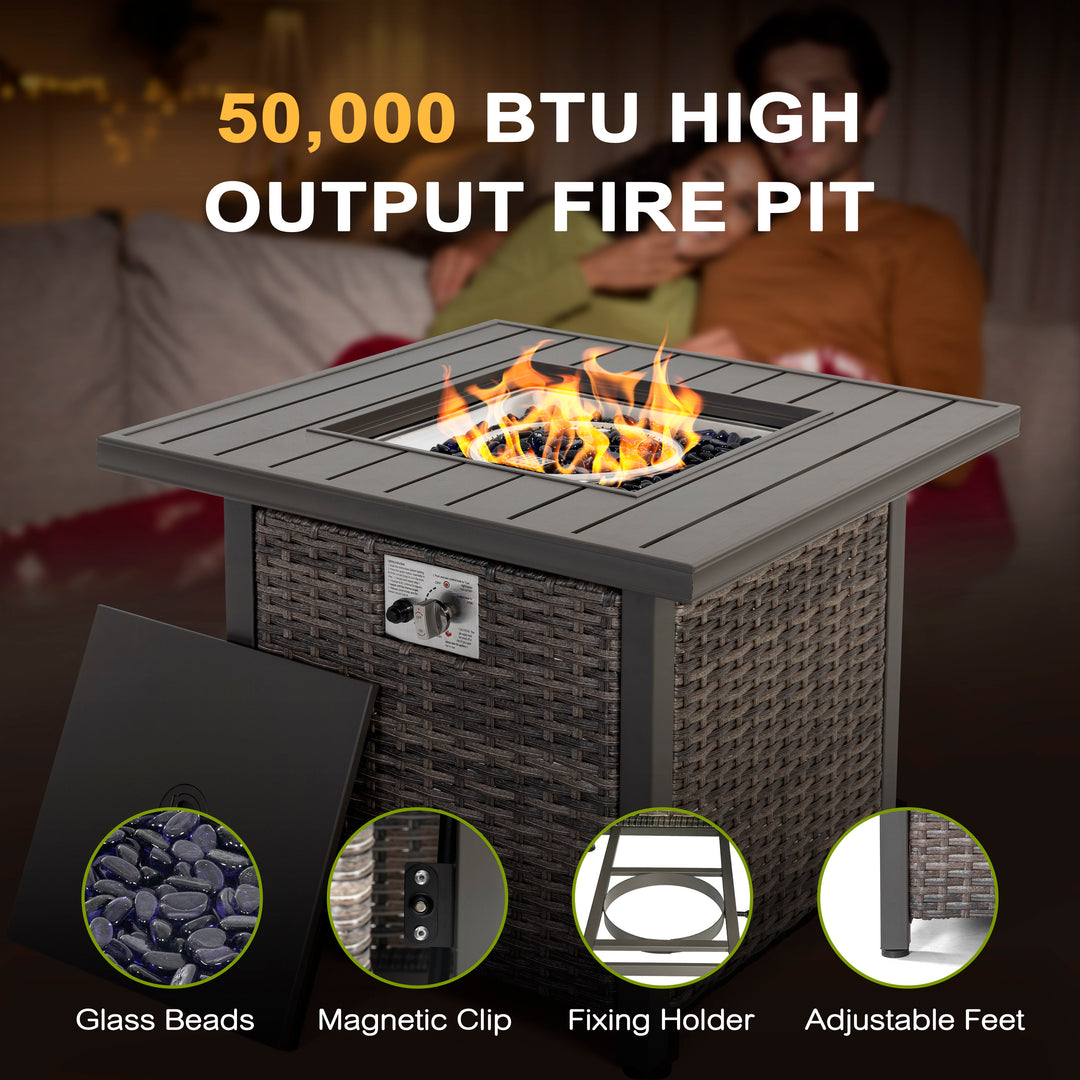 Outdoor 30 Inch 50,000 BTU Propane Gas Fire Pit Table
