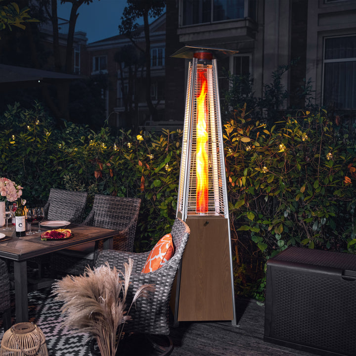Outdoor 48,000 BTU Pyramid Propane Gas Patio Heater with Wheels