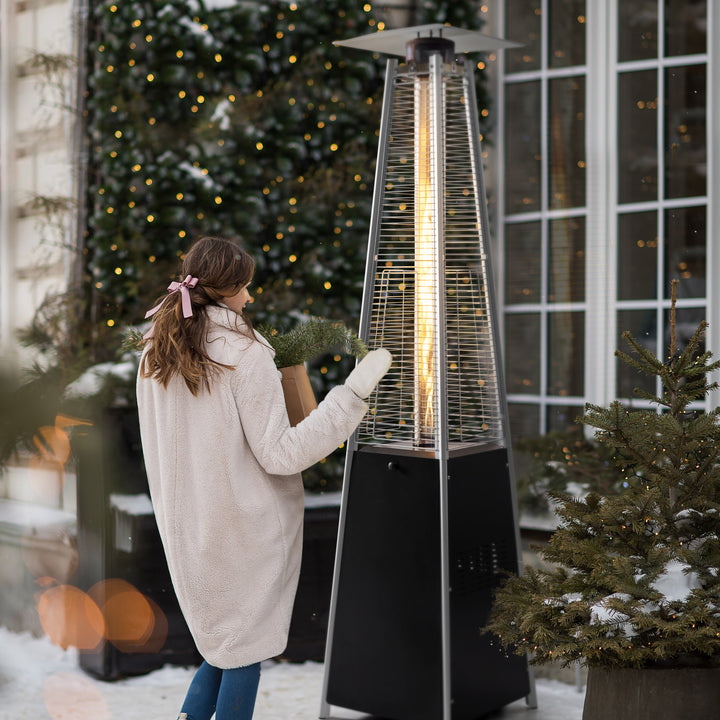 Outdoor 48,000 BTU Pyramid Propane Gas Patio Heater with Wheels