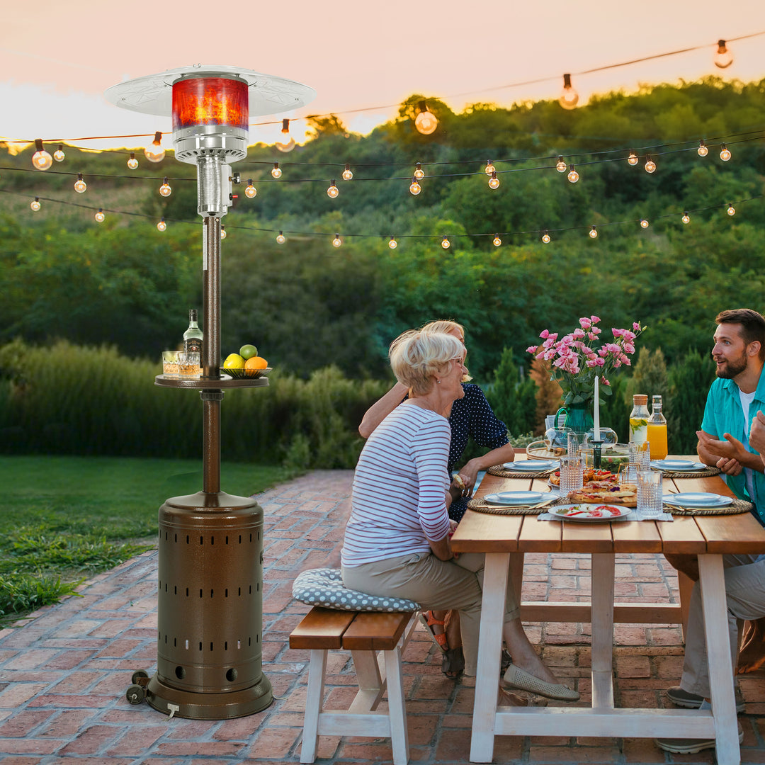 Outdoor Metal Propane Gas Patio Heater with Wheels and Drink Stand