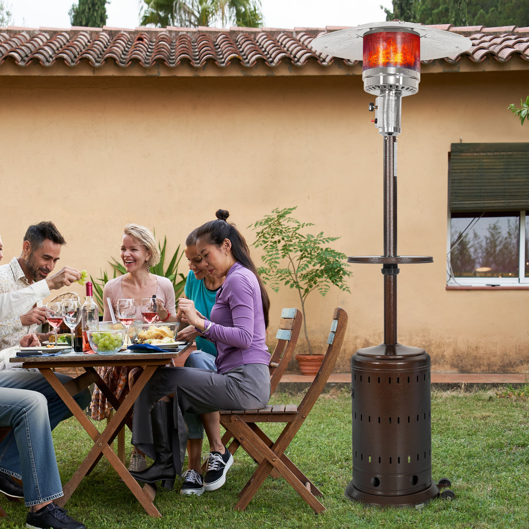 Outdoor Metal Propane Gas Patio Heater with Wheels and Drink Stand