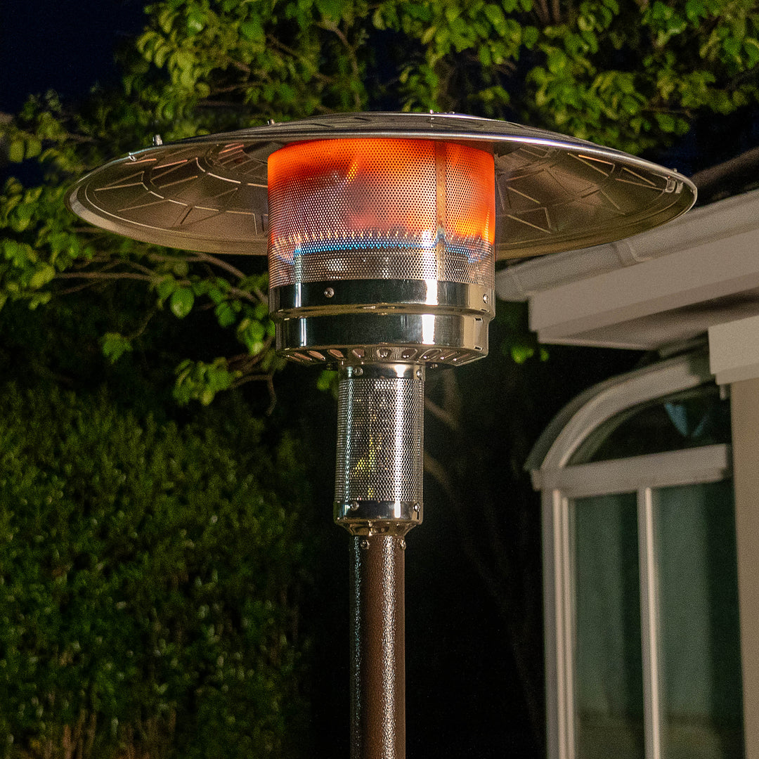 Outdoor Metal Propane Gas Patio Heater with Wheels and Drink Stand