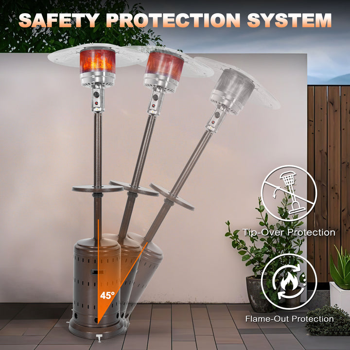 Outdoor Metal Propane Gas Patio Heater with Wheels and Drink Stand