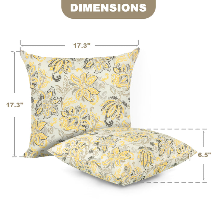 Outdoor Patio Water-Resistant Throw Pillows Set of 2, Ink Floral Pattern