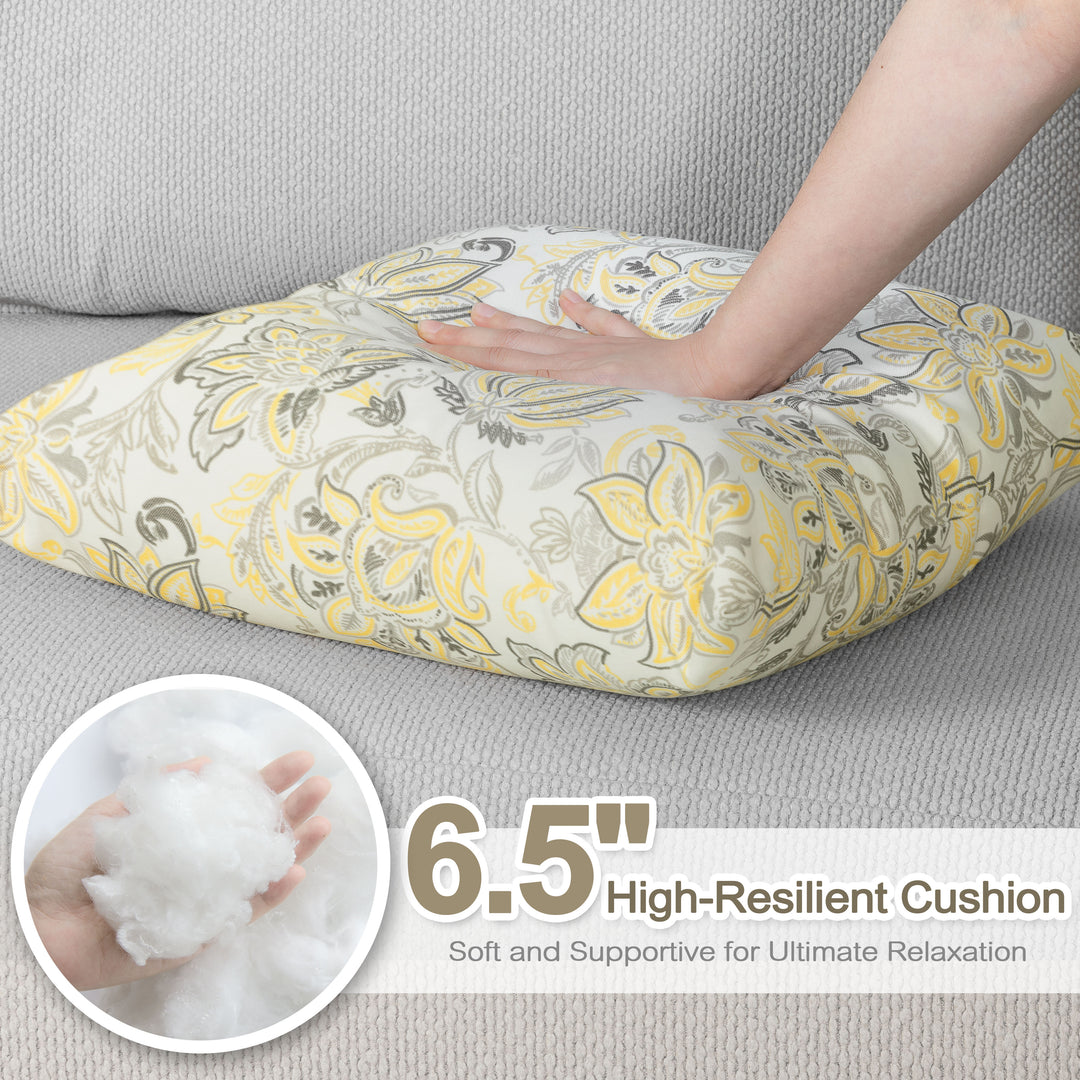 Outdoor Patio Water-Resistant Throw Pillows Set of 2, Ink Floral Pattern