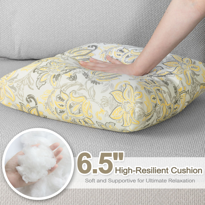 Outdoor Patio Water-Resistant Throw Pillows Set of 2, Ink Floral Pattern