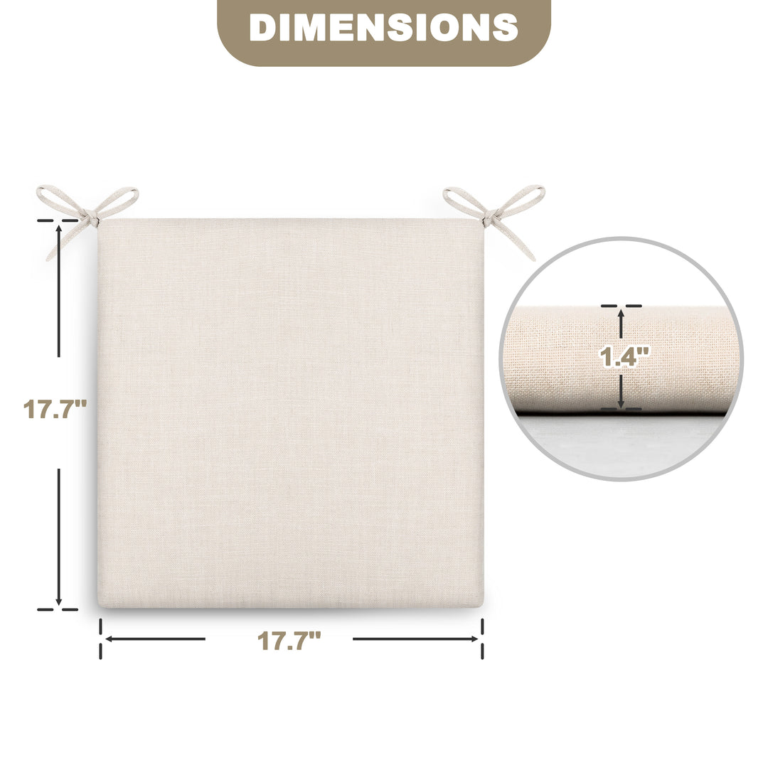 Patio 2-Piece Seat Cushions Outdoor Chair Pads with Zipper, Beige