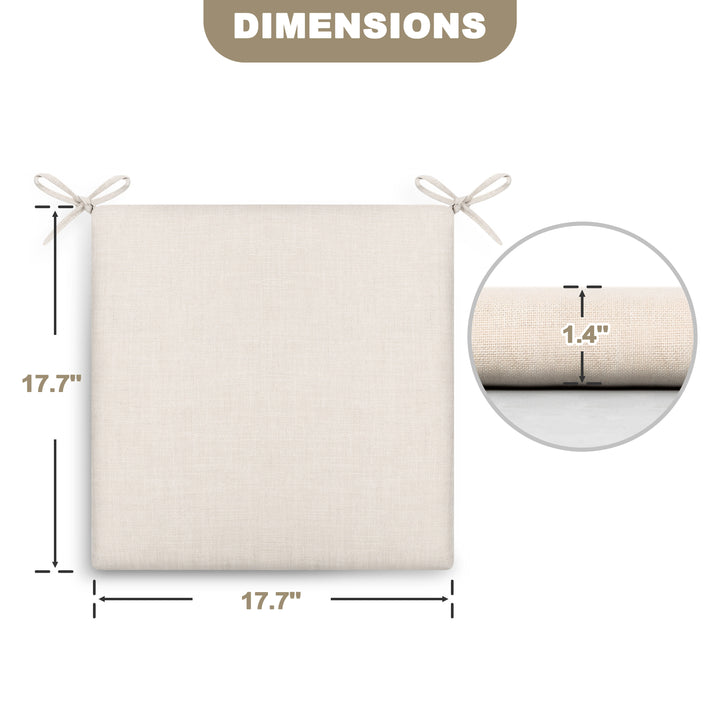 Patio 2-Piece Seat Cushions Outdoor Chair Pads with Zipper, Beige