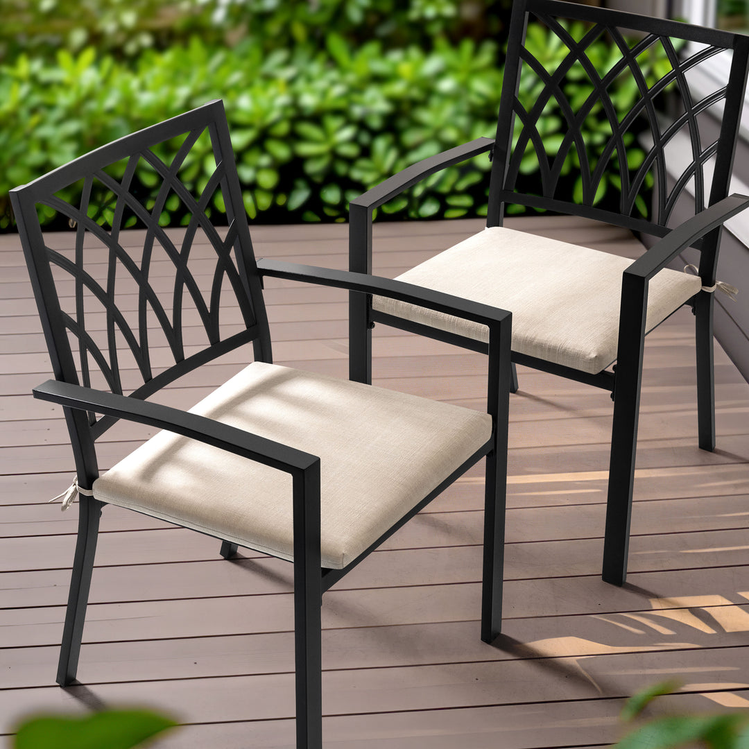 Patio 2-Piece Seat Cushions Outdoor Chair Pads with Zipper, Beige