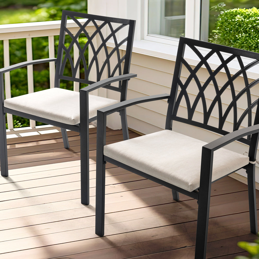 Patio 2-Piece Seat Cushions Outdoor Chair Pads with Zipper, Beige