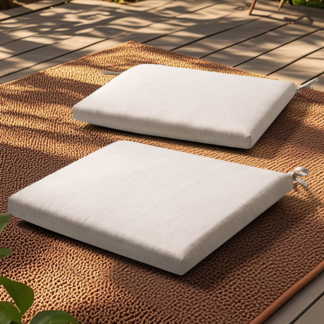 Patio 2-Piece Seat Cushions Outdoor Chair Pads with Zipper, Beige