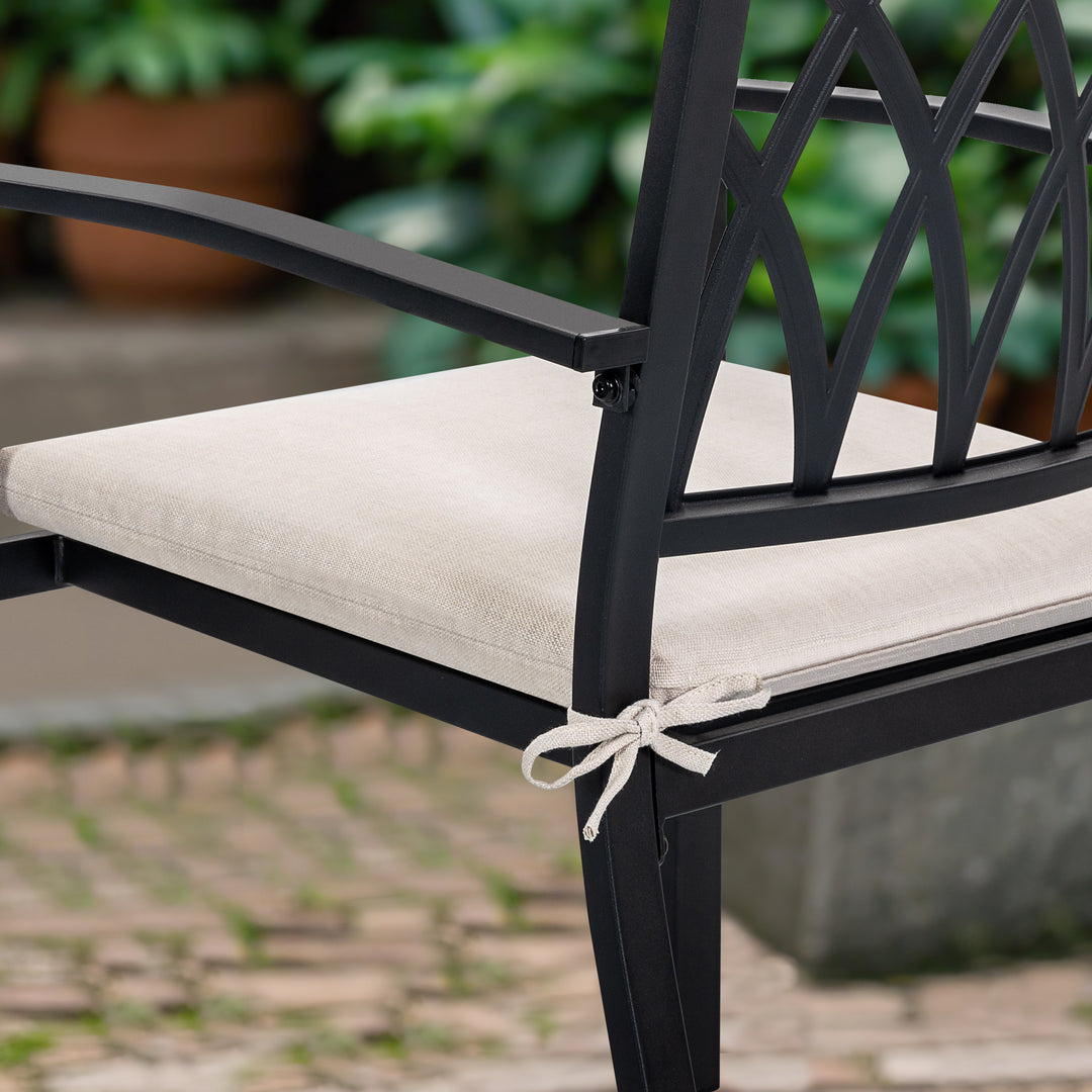 Patio 2-Piece Seat Cushions Outdoor Chair Pads with Zipper, Beige