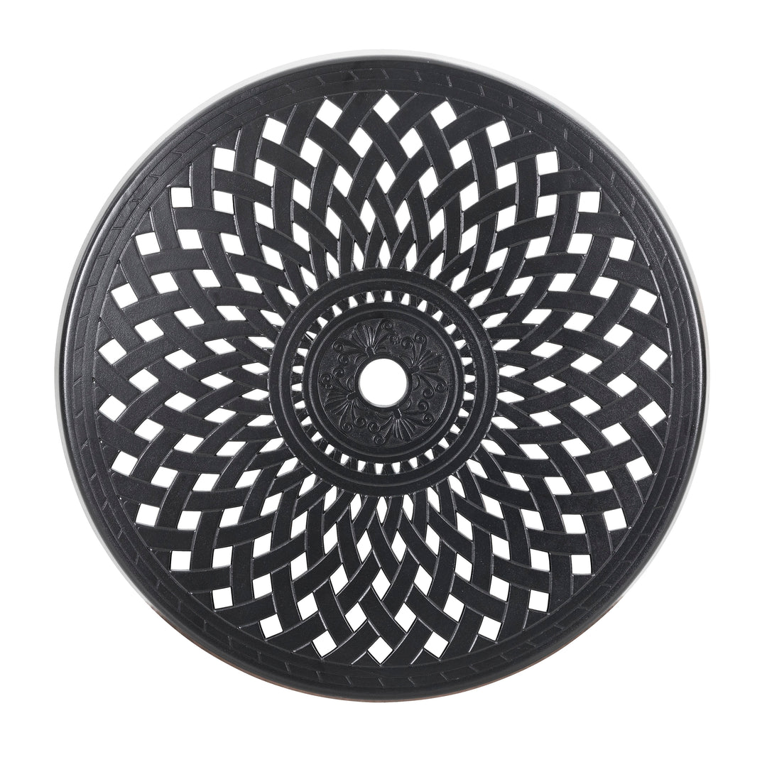 Outdoor 31'' Round Bistro Table with 2.28'' Umbrella Hole, Cast Aluminum Tabletop, for Outdoor and Indoor Space, Patio, Deck, Garden, Backyard, Balcony, Black with Gold Speckles