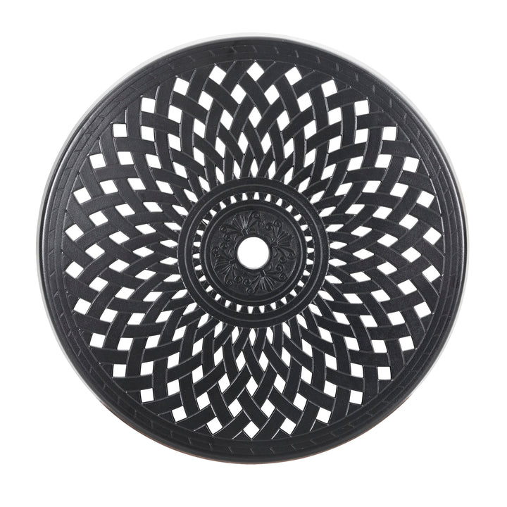 Outdoor 31'' Round Bistro Table with 2.28'' Umbrella Hole, Cast Aluminum Tabletop, for Outdoor and Indoor Space, Patio, Deck, Garden, Backyard, Balcony, Black with Gold Speckles