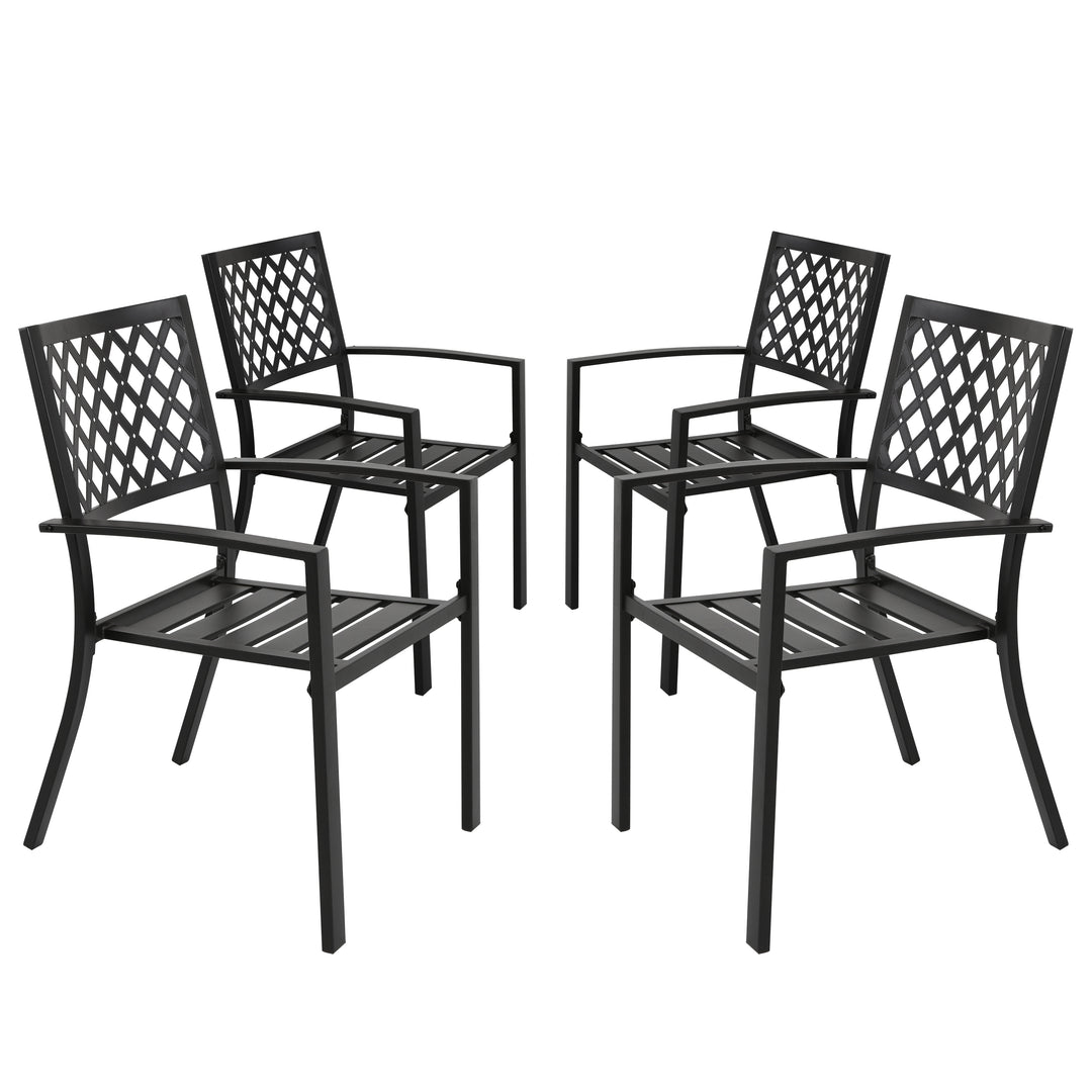 Outdoor Patio Chair Set of 4 Bistro and Dining Chairs, Powder-coated Finish and Iron Frame, for Outdoor and Indoor Space, Patio, Deck, Garden, Backyard, Balcony, Black with Gold Speckles