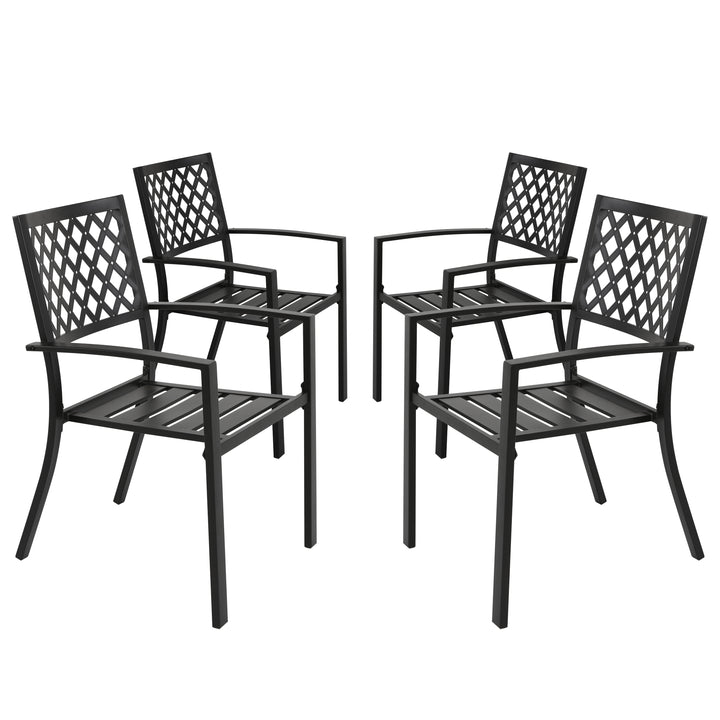 Outdoor Patio Chair Set of 4 Bistro and Dining Chairs, Powder-coated Finish and Iron Frame, for Outdoor and Indoor Space, Patio, Deck, Garden, Backyard, Balcony, Black with Gold Speckles