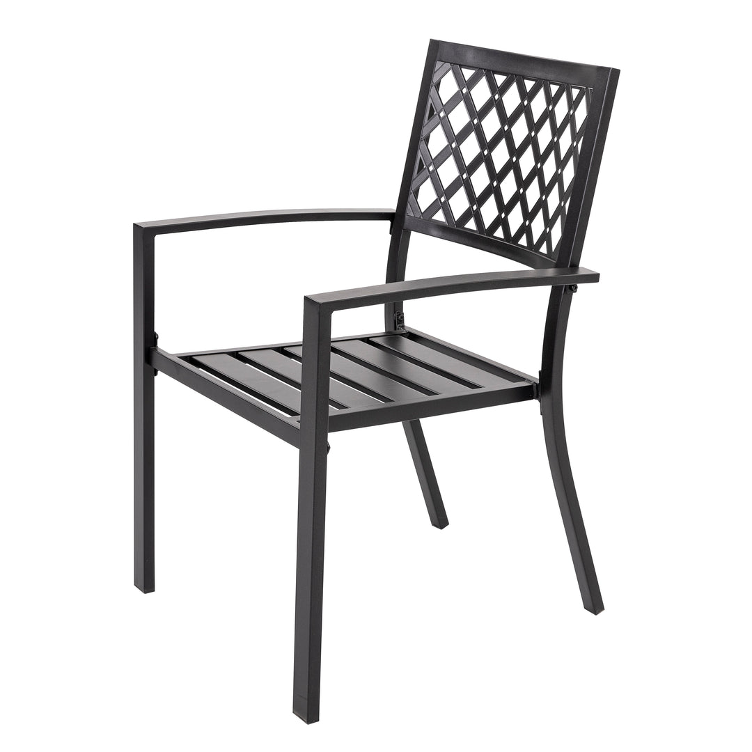 Outdoor Patio Chair Set of 2 Bistro and Dining Chairs, Powder-coated Finish and Iron Frame, for Outdoor and Indoor Space, Patio, Deck, Garden, Backyard, Balcony, Black with Gold Speckles