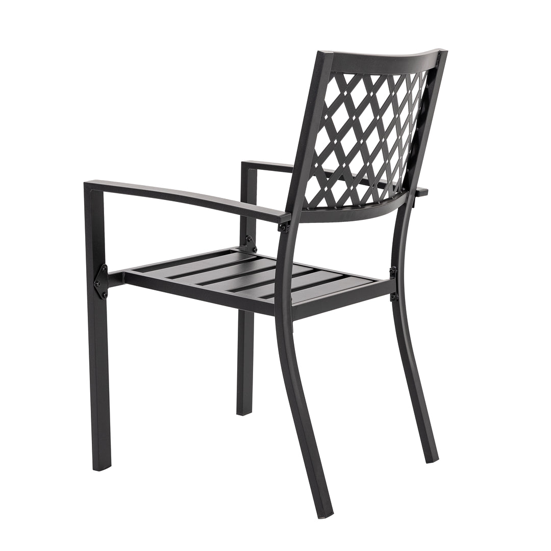 Outdoor Patio Chair Set of 4 Bistro and Dining Chairs, Powder-coated Finish and Iron Frame, for Outdoor and Indoor Space, Patio, Deck, Garden, Backyard, Balcony, Black with Gold Speckles