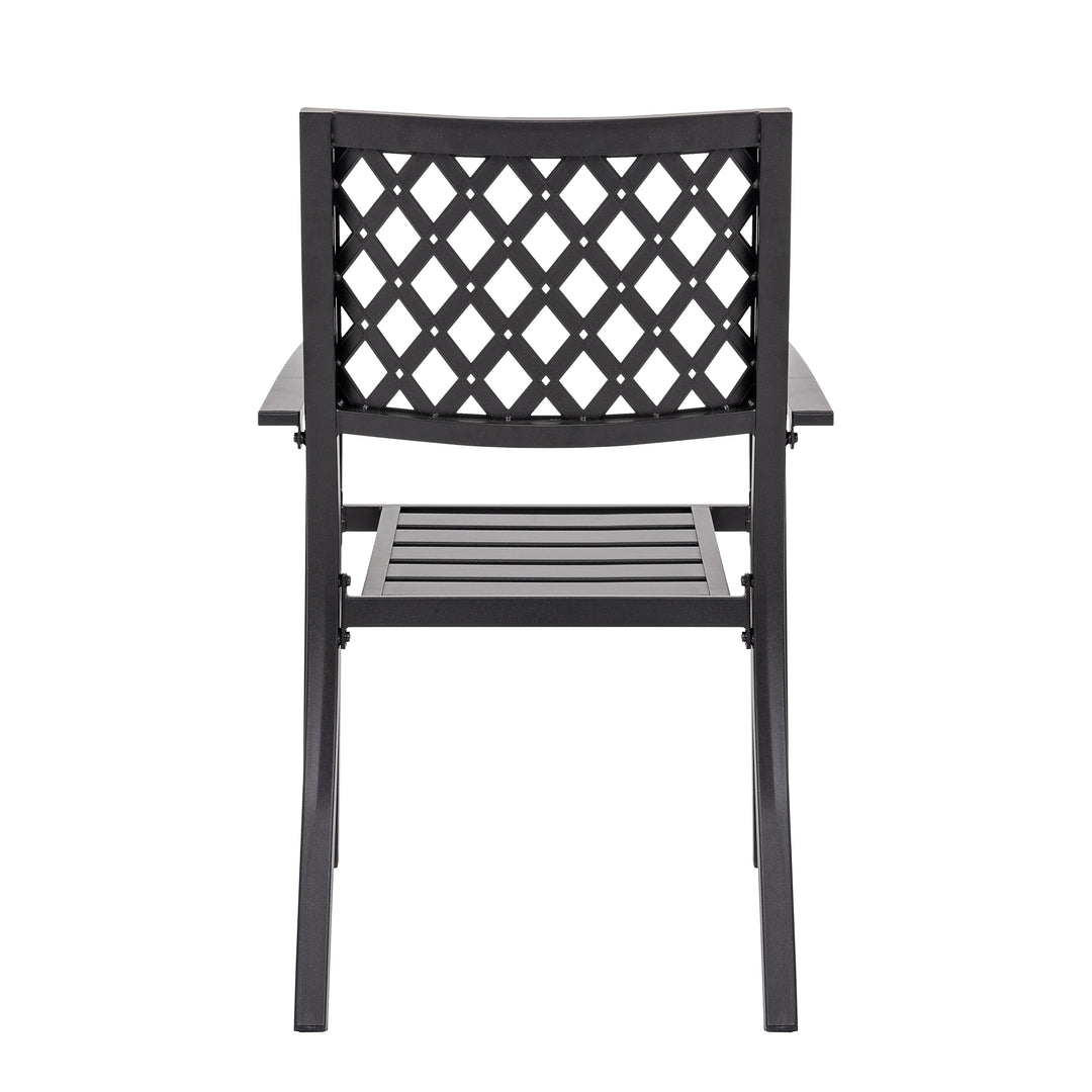 Outdoor Patio Chair Set of 2 Bistro and Dining Chairs, Powder-coated Finish and Iron Frame, for Outdoor and Indoor Space, Patio, Deck, Garden, Backyard, Balcony, Black with Gold Speckles