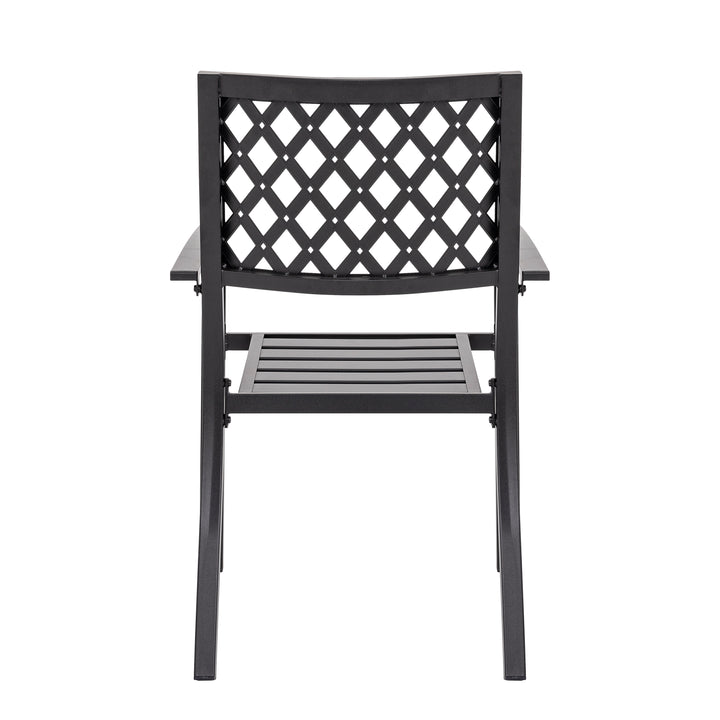 Outdoor Patio Chair Set of 2 Bistro and Dining Chairs, Powder-coated Finish and Iron Frame, for Outdoor and Indoor Space, Patio, Deck, Garden, Backyard, Balcony, Black with Gold Speckles
