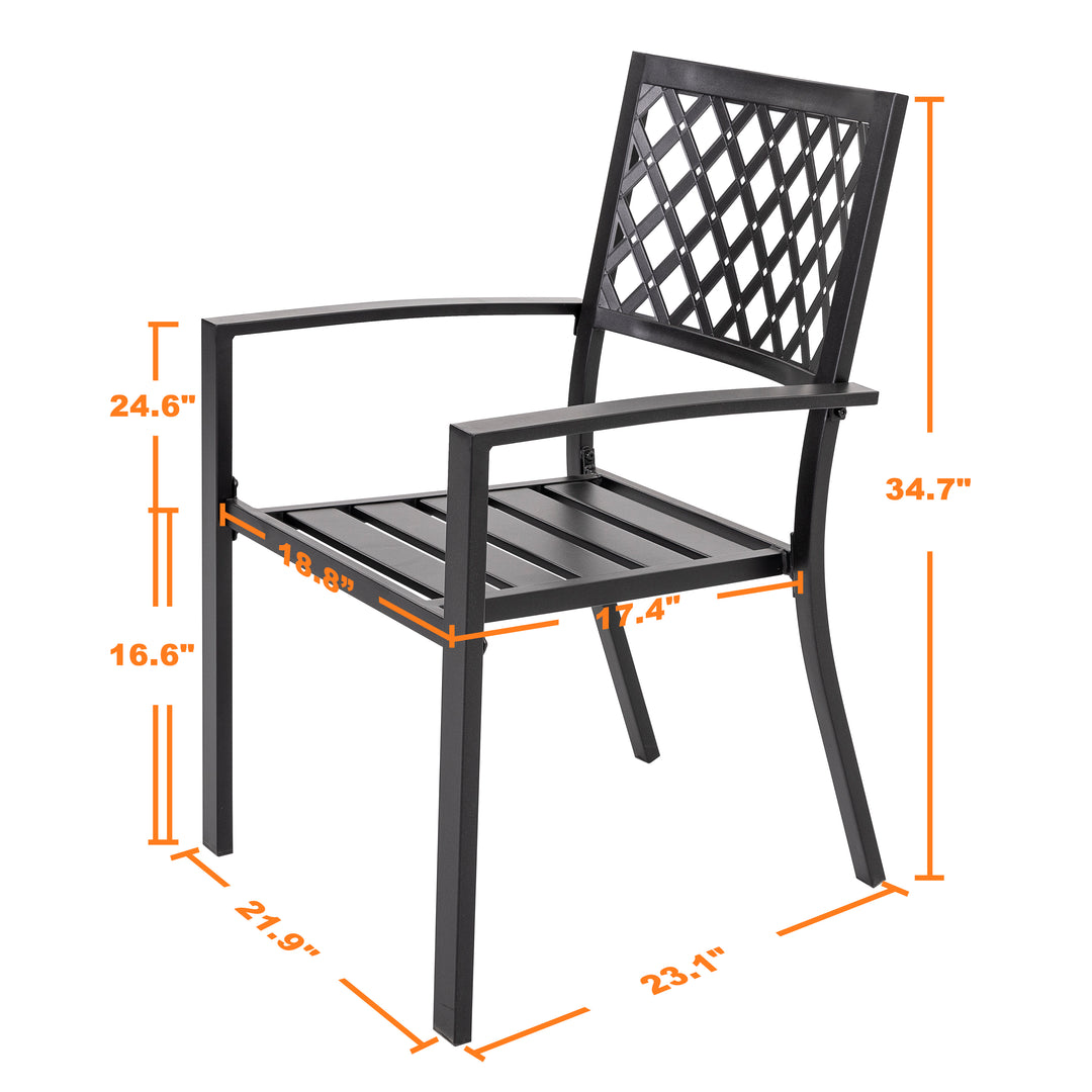 Outdoor Patio Chair Set of 4 Bistro and Dining Chairs, Powder-coated Finish and Iron Frame, for Outdoor and Indoor Space, Patio, Deck, Garden, Backyard, Balcony, Black with Gold Speckles