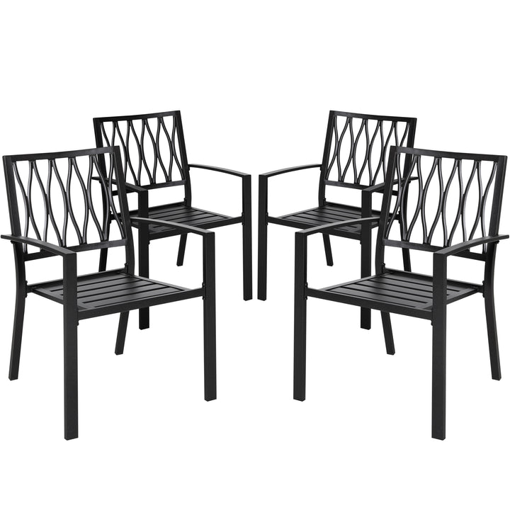 Outdoor 4-Piece Patio Chair Set, Iron Finish, Black with Gold Speckles