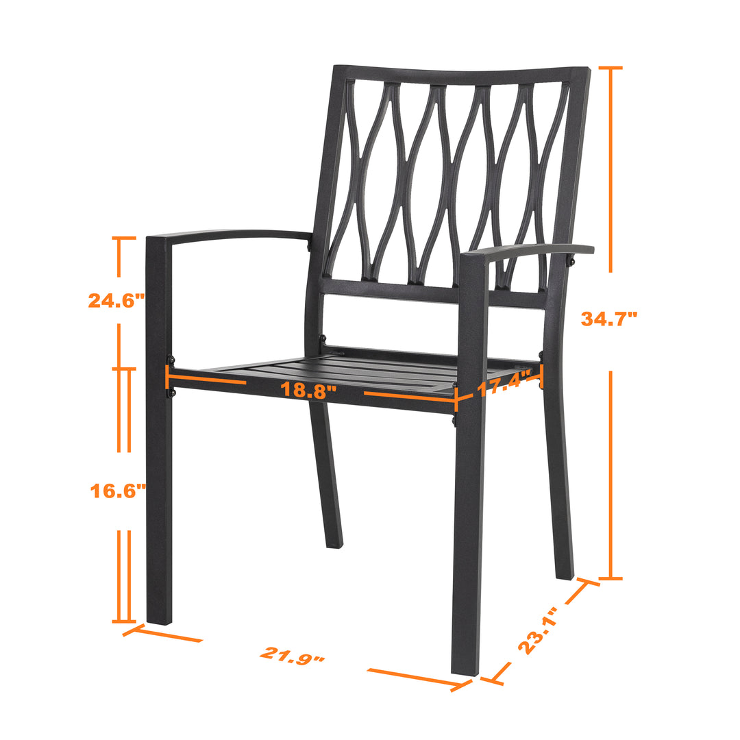 Outdoor 4-Piece Patio Chair Set, Iron Finish, Black with Gold Speckles