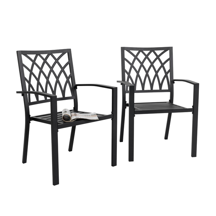 Nuu Garden Outdoor Patio Chair Set, Powder-coated Iron, Black