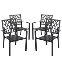 Nuu Garden Outdoor Patio Chair Set, Powder-coated Iron, Black
