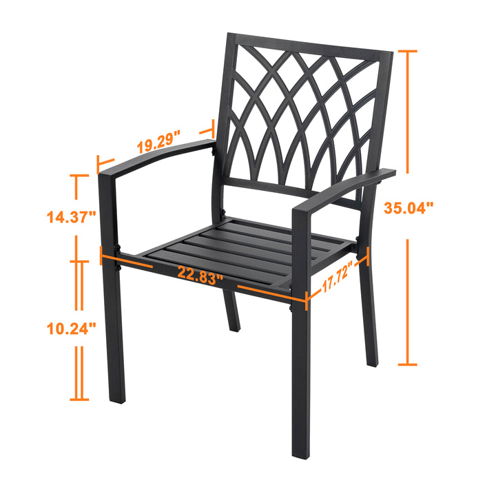 Nuu Garden Outdoor Patio Chair Set, Powder-coated Iron, Black