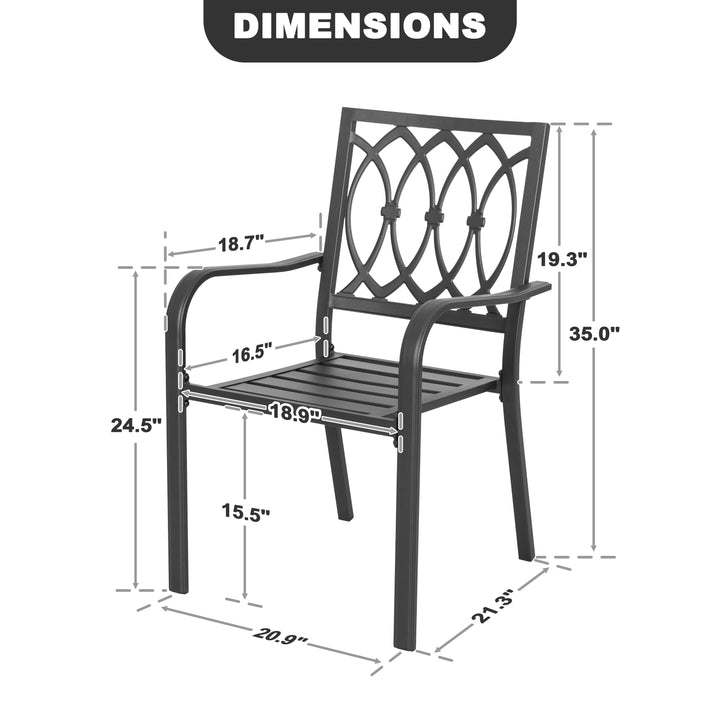 Patio 2-Piece Dining Chairs, Ventilated Slatted Seat and Curved Armrests