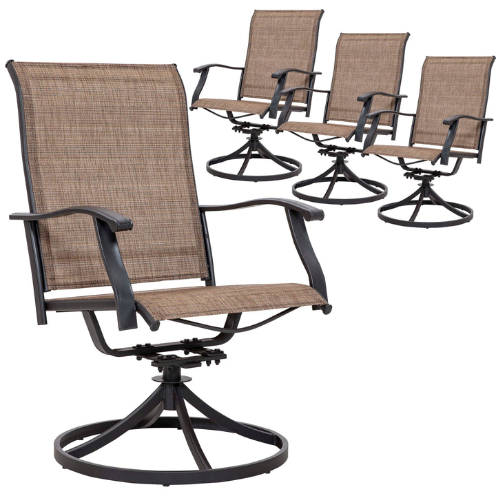 Outdoor 4-Piece Patio Swivel Chair Set, Textilene Fabric, Iron Frame
