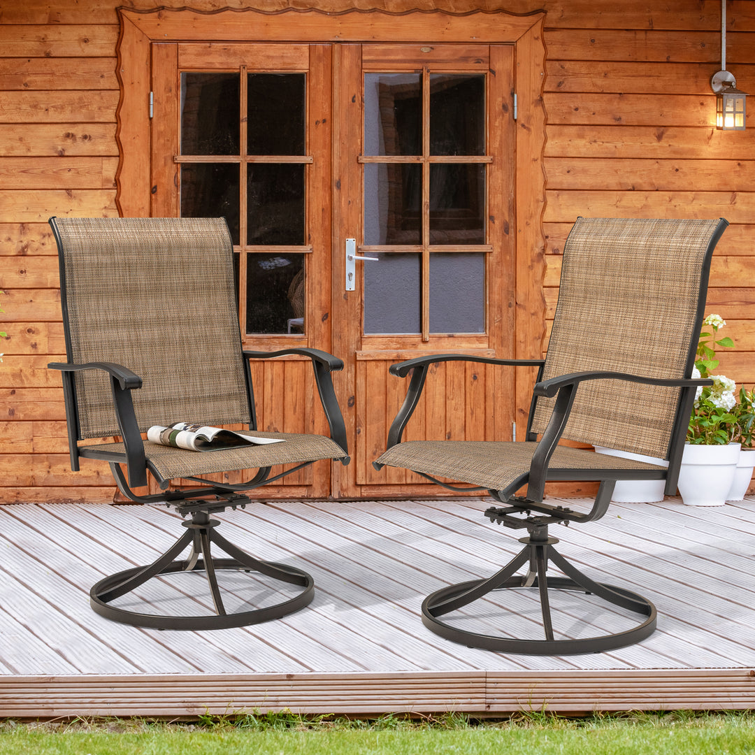 Outdoor 4-Piece Patio Swivel Chair Set, Textilene Fabric, Iron Frame