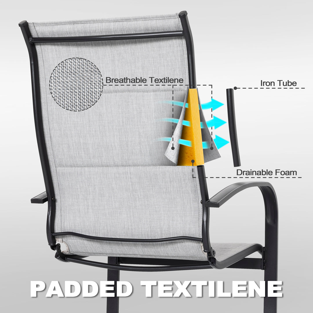 Textilene Patio Dining Chair Set of 2, Powder-coated Iron Frame, Gray