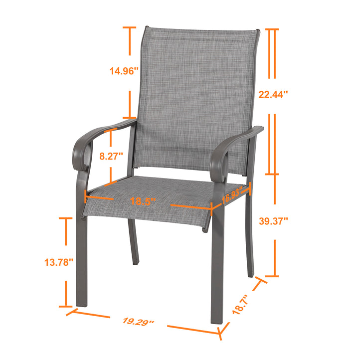 Outdoor Patio Chair Set, Textilene Fabric, Powder-coated Iron Frame