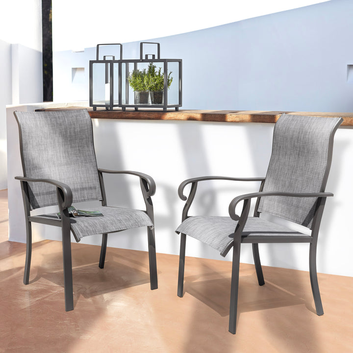 Outdoor Patio Chair Set, Textilene Fabric, Powder-coated Iron Frame
