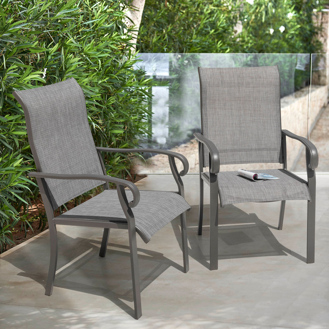 Outdoor Patio Chair Set, Textilene Fabric, Powder-coated Iron Frame