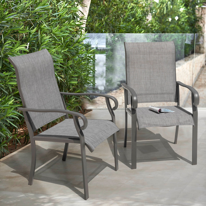 Outdoor Patio Chair Set, Textilene Fabric, Powder-coated Iron Frame
