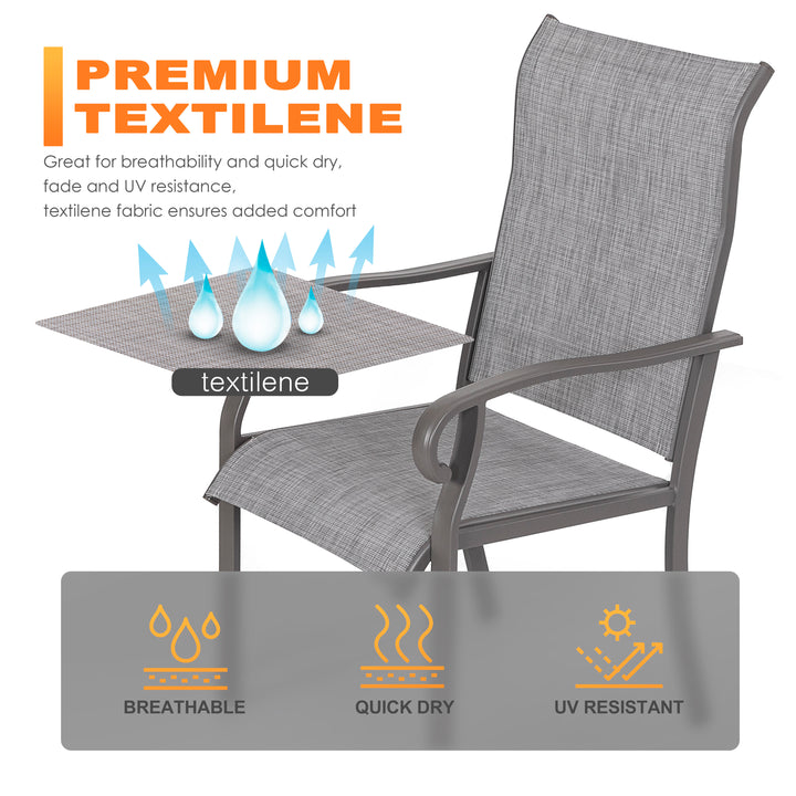 Outdoor Patio Chair Set, Textilene Fabric, Powder-coated Iron Frame