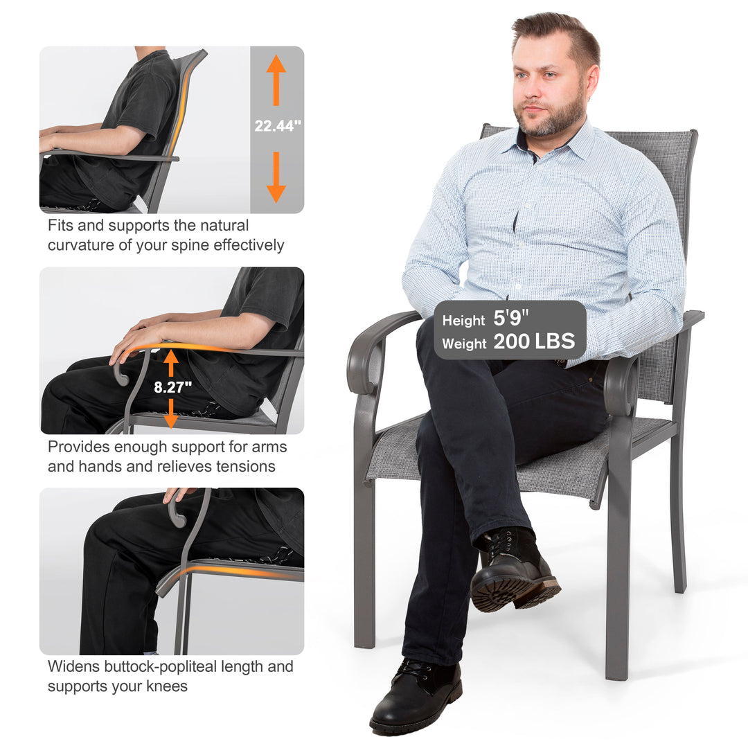 Outdoor Patio Chair Set, Textilene Fabric, Powder-coated Iron Frame