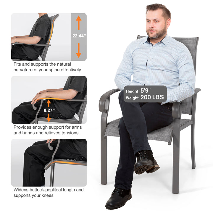 Outdoor Patio Chair Set, Textilene Fabric, Powder-coated Iron Frame