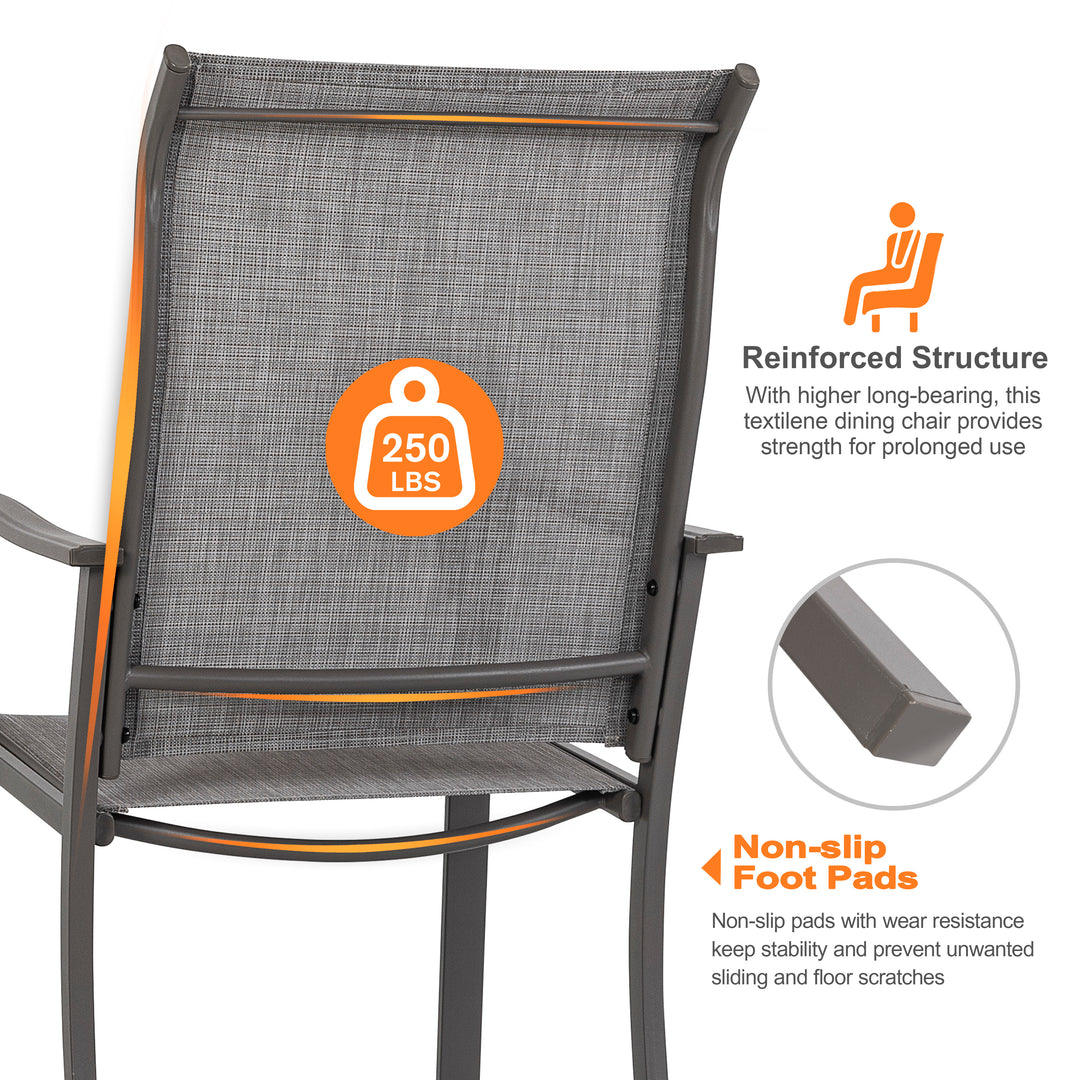 Outdoor Patio Chair Set, Textilene Fabric, Powder-coated Iron Frame