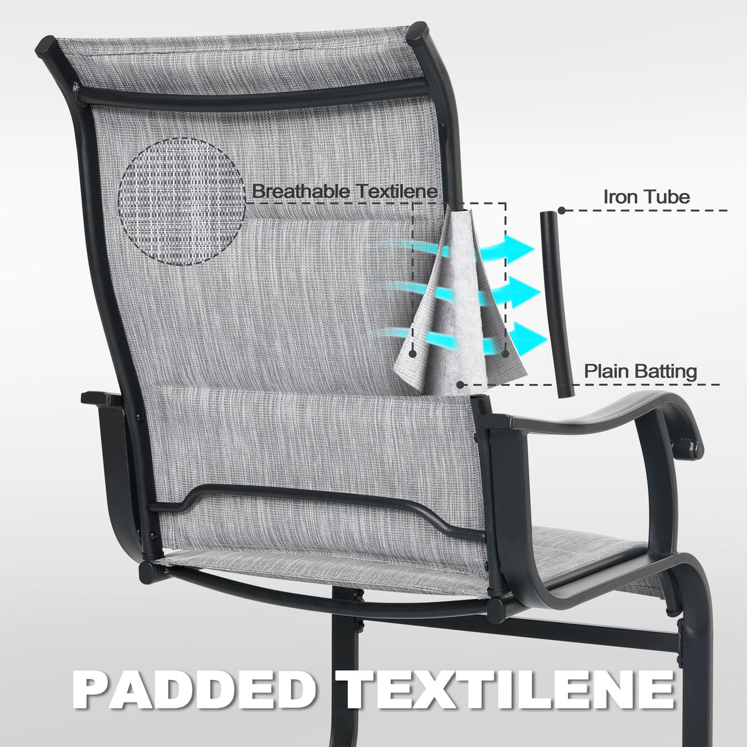 Outdoor Patio Dining Chairs, Breathable Textilene, Iron Frame, Light Gray
