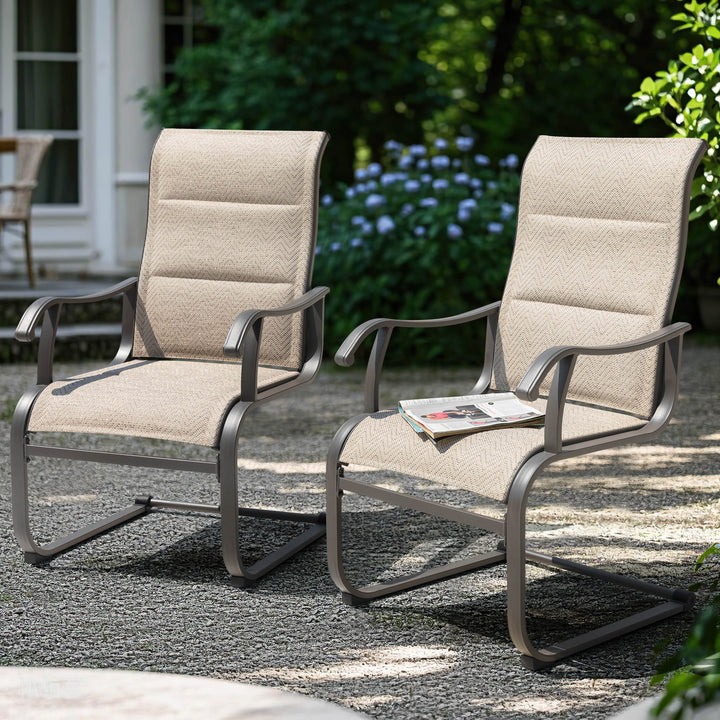 Nuu Garden Patio Chair Set of 2, Comfortable Outdoor Dining Chairs for Indoors and Outdoors, Breathable Textilene Outdoor Chairs for Backyard Deck, Beige