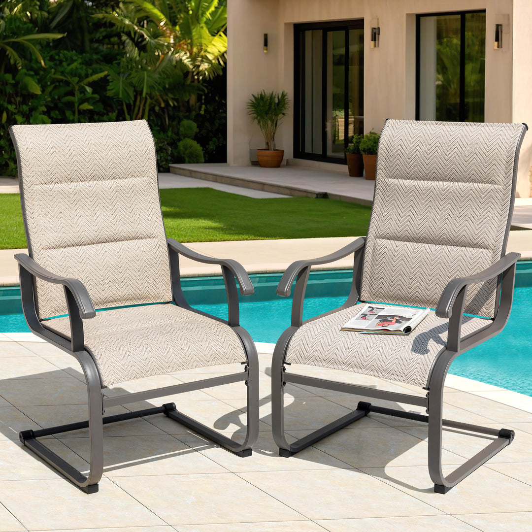 Nuu Garden Patio Chair Set of 2, Comfortable Outdoor Dining Chairs for Indoors and Outdoors, Breathable Textilene Outdoor Chairs for Backyard Deck, Beige
